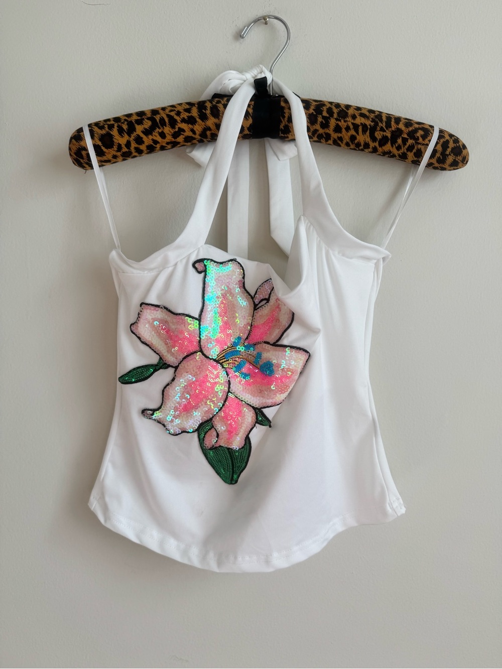 Y2K Sequin Lily Halter Tie Top Fairycore Coquette